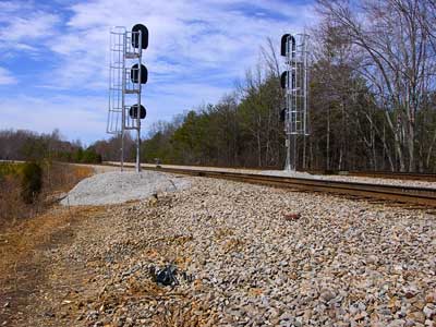Eastbound signals, looking West