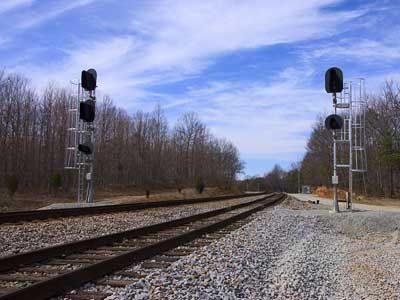 Looking East at new Westbound signals